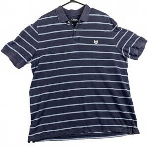 Chaps Mens XL Navy Striped Polo Shirt READ